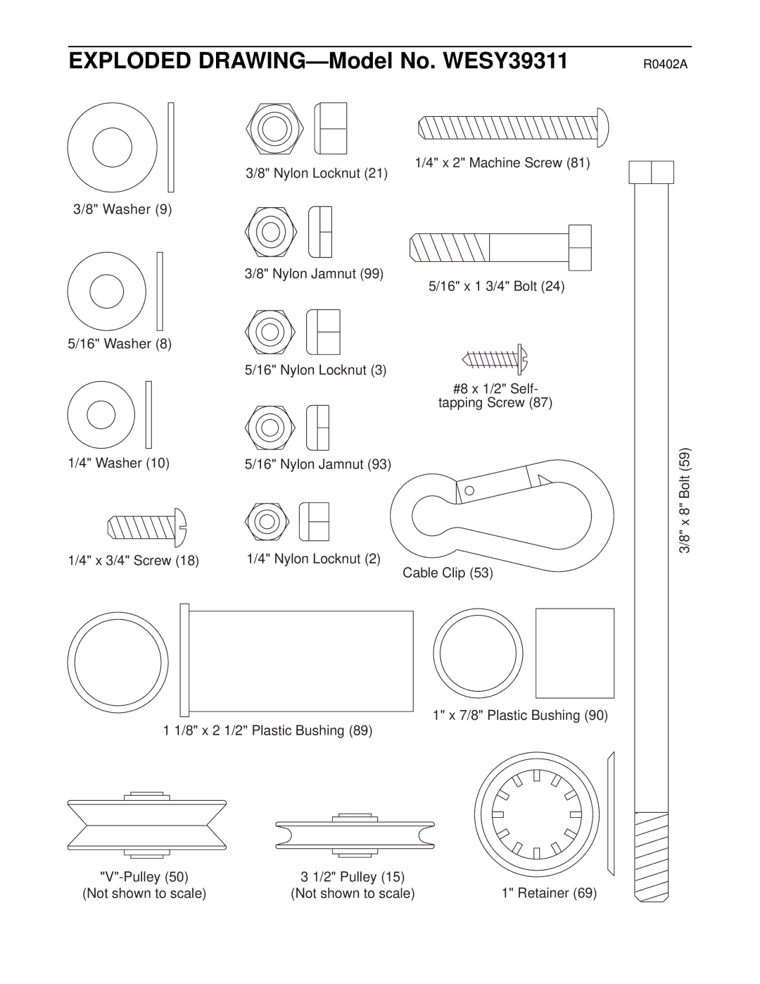 Weider user manual Exploded DRAWING-Model No. WESY39311 