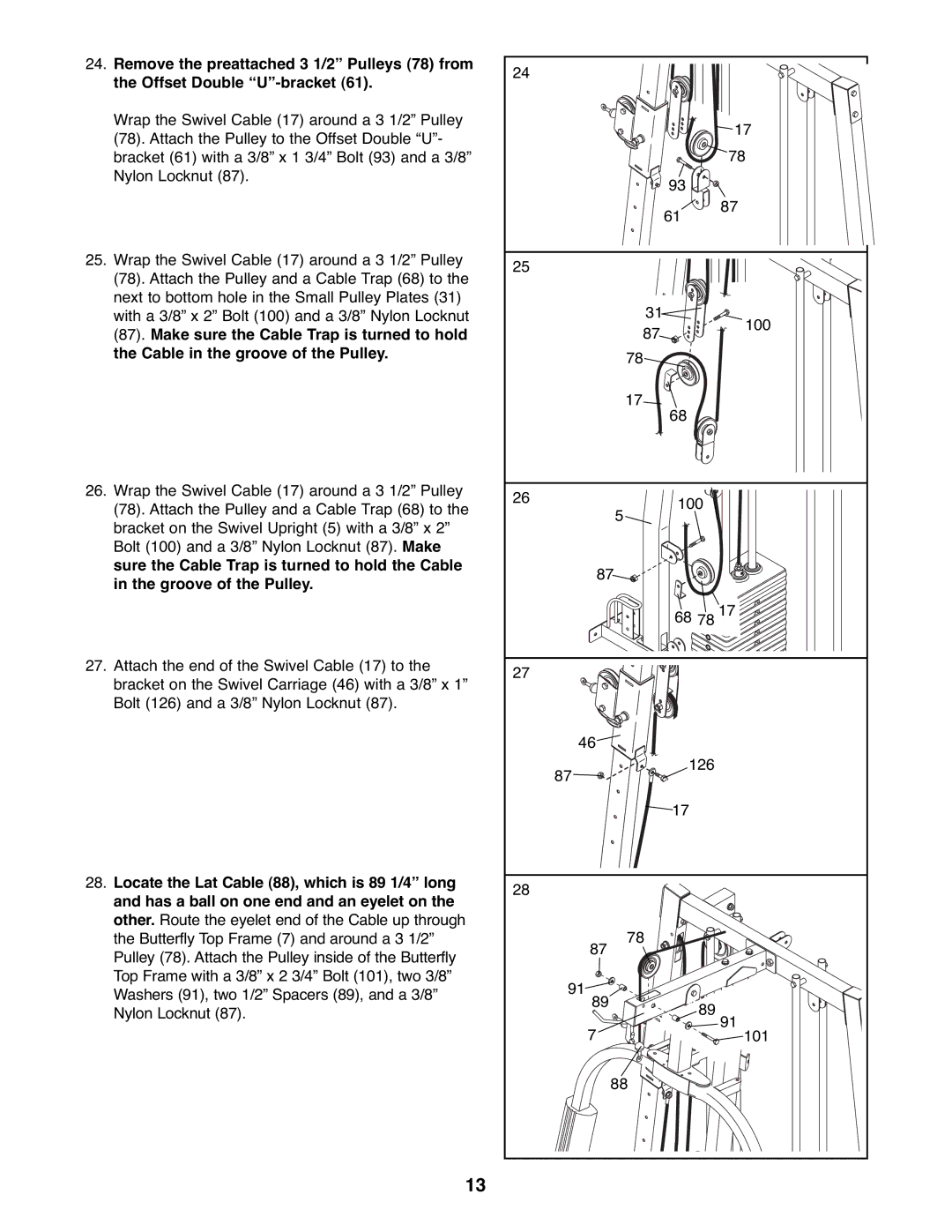 Weider WESY39522 user manual 100 68 78 126 101 