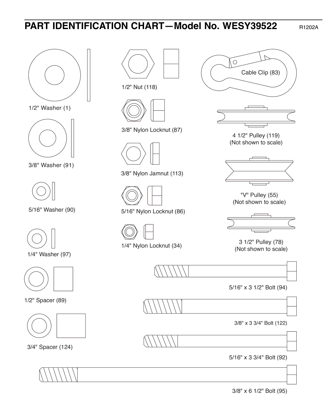 Weider user manual Part Identification CHART-Model No. WESY39522, R1202A 