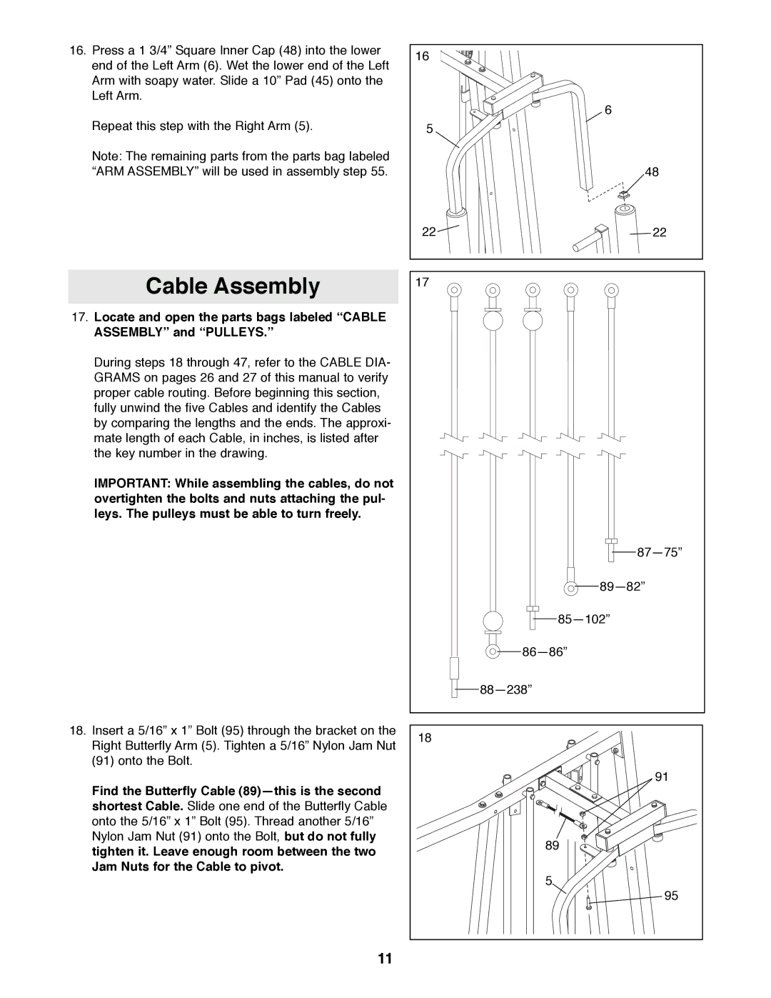 Weider WESY41080 manual Cable Assembly 