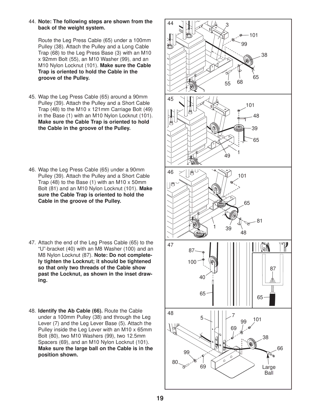 Weider WESY47330 user manual 101 100 Large Ball 