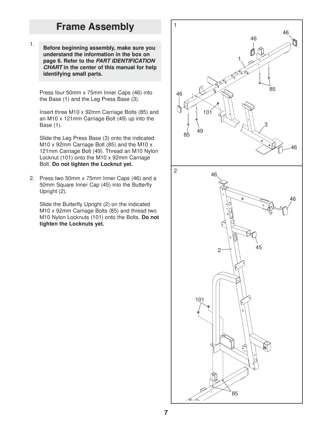 Weider WESY47330 user manual Frame Assembly 