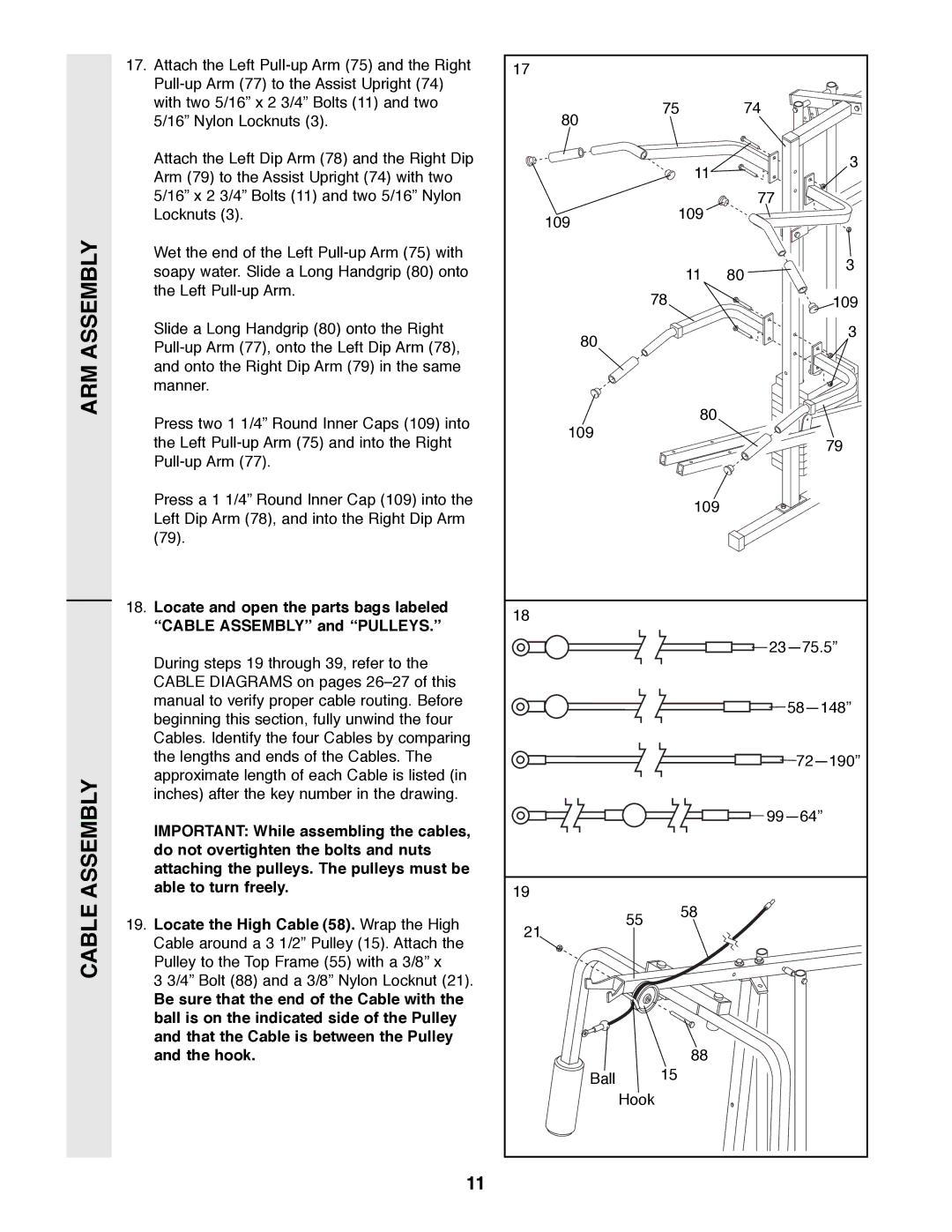 Weider WESY49200 user manual ARM Assembly Cable Assembly 