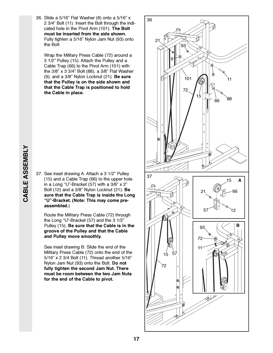 Weider WESY49200 user manual Must be inserted from the side shown 