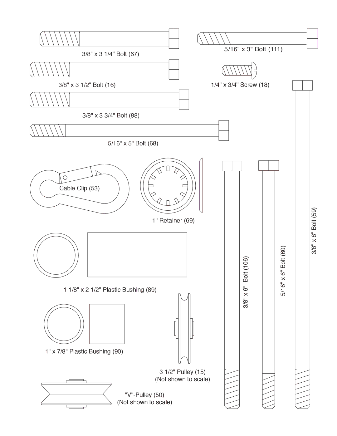 Weider WESY49200 user manual 16 x 3 Bolt 