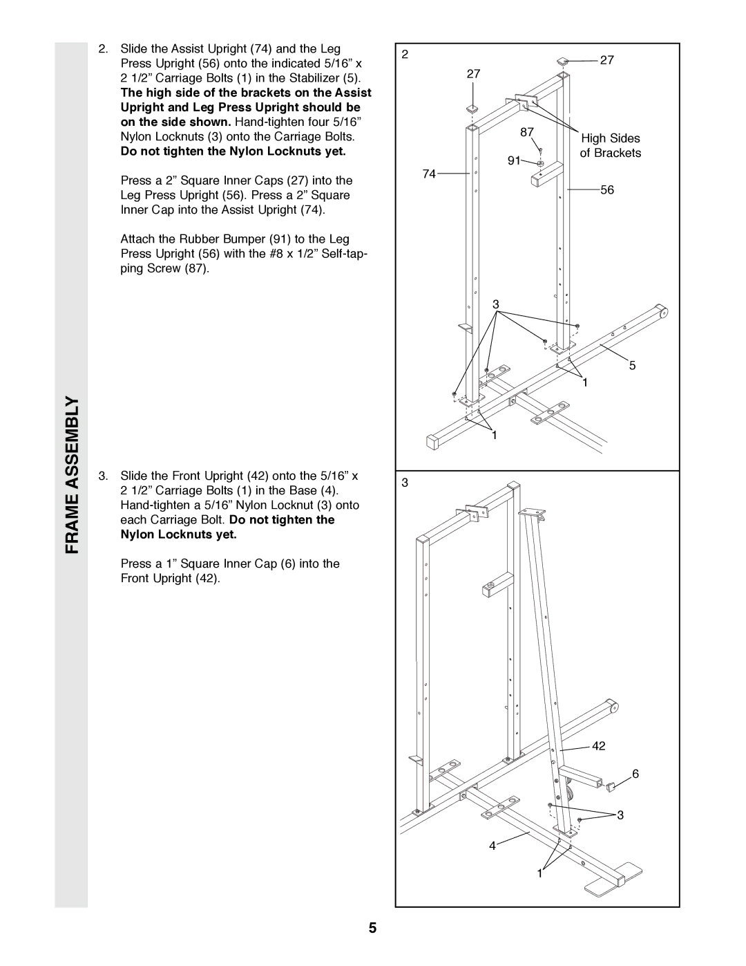 Weider WESY49200 user manual Nylon Locknuts yet 