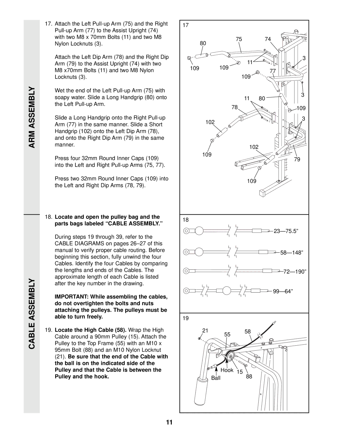 Weider WESY49202 user manual ARM Assembly Cable Assembly 