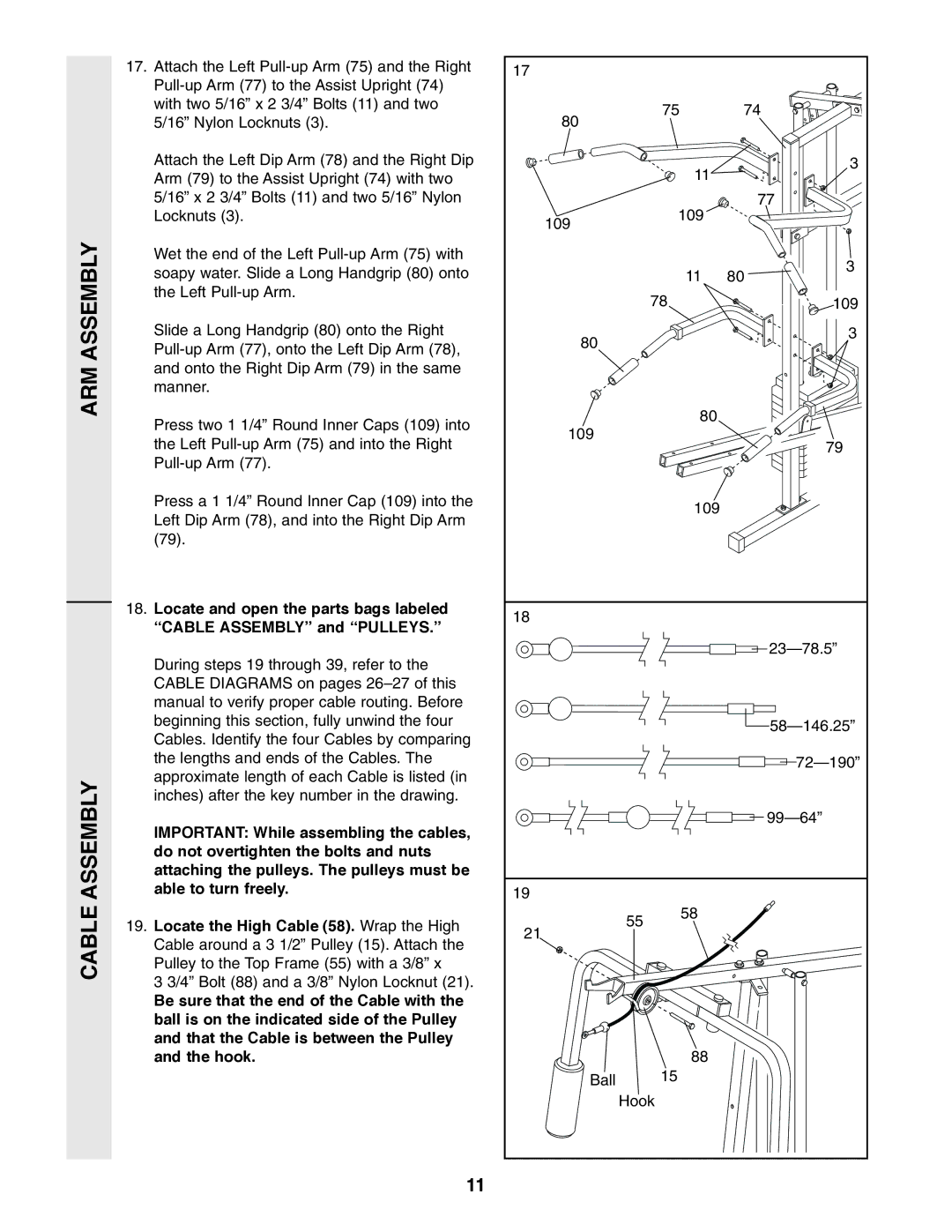 Weider WESY49310 user manual ARM Assembly Cable Assembly 