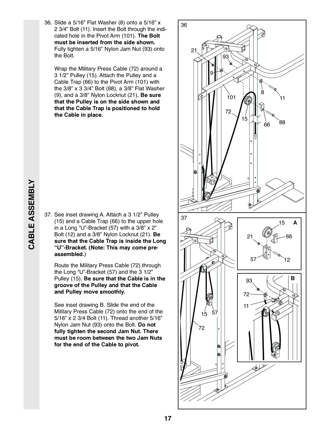 Weider WESY49310 user manual Must be inserted from the side shown 