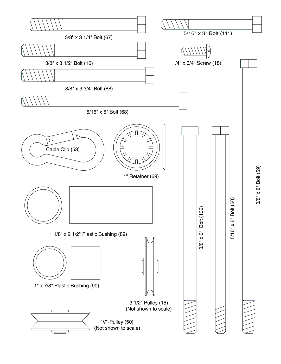 Weider WESY49310 user manual 16 x 3 Bolt 