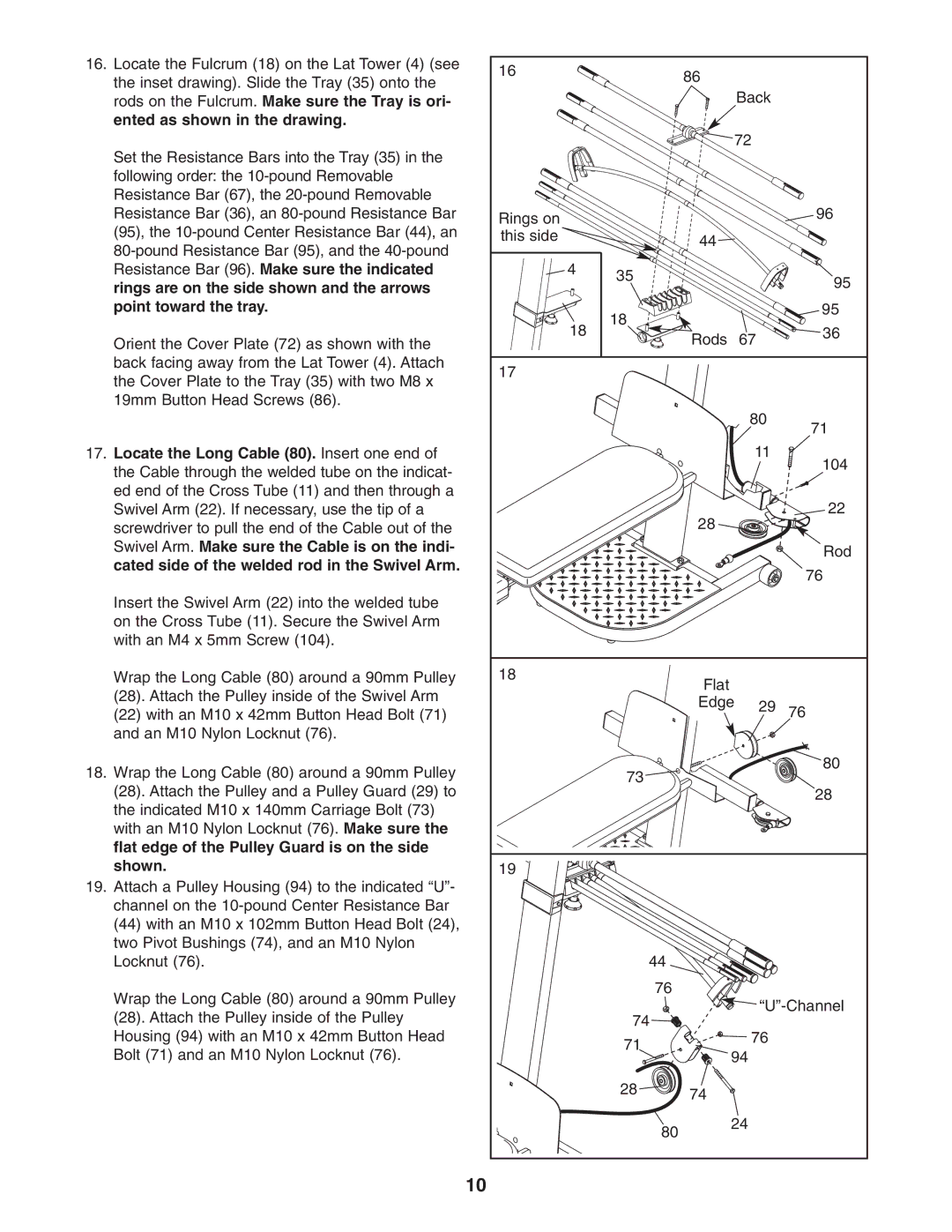 Weider WESY5863.0 user manual Locate the Long Cable 80. Insert one end, Swivel Arm. Make sure the Cable is on the indi 