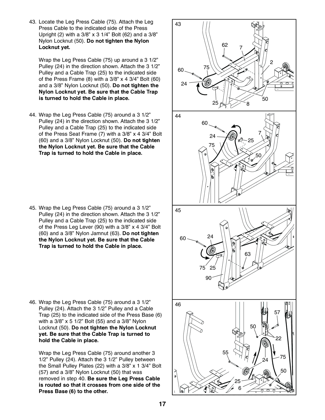 Weider WESY59100 user manual Locknut yet 