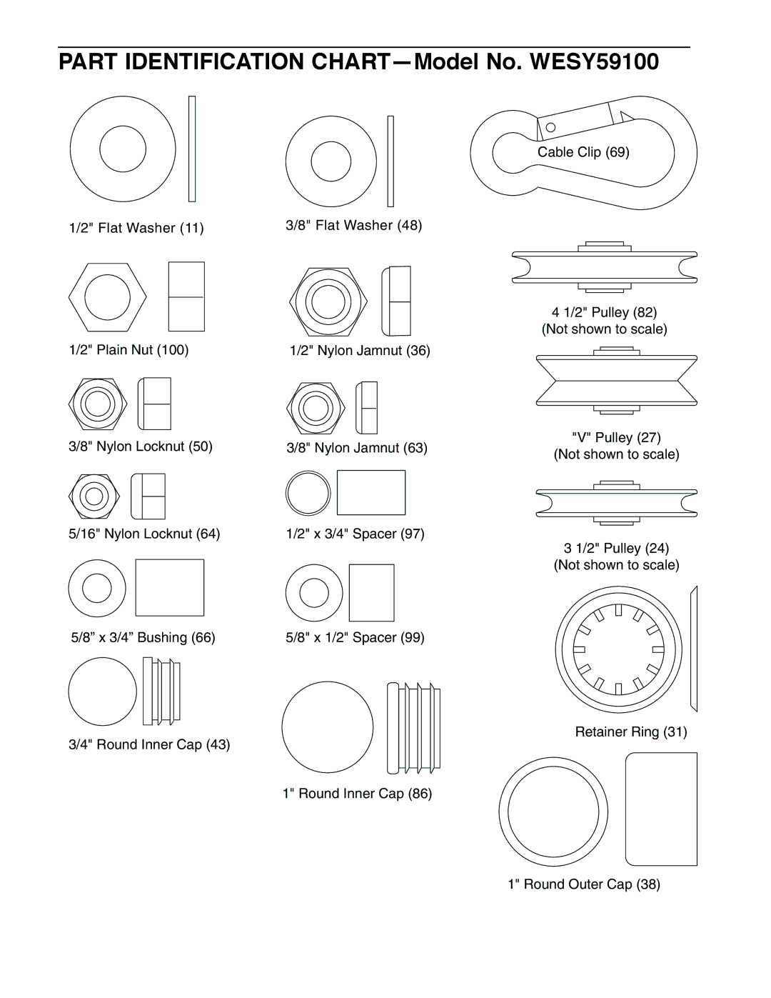 Weider user manual Part Identification CHART-Model No. WESY59100 