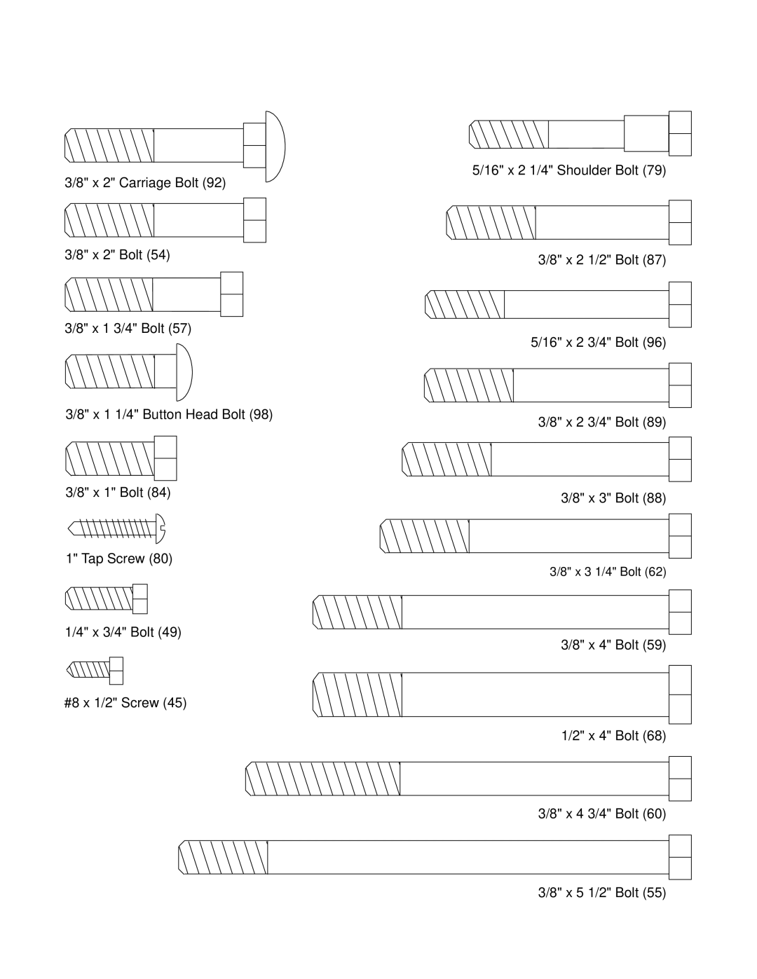 Weider WESY59101 user manual X 3 1/4 Bolt 