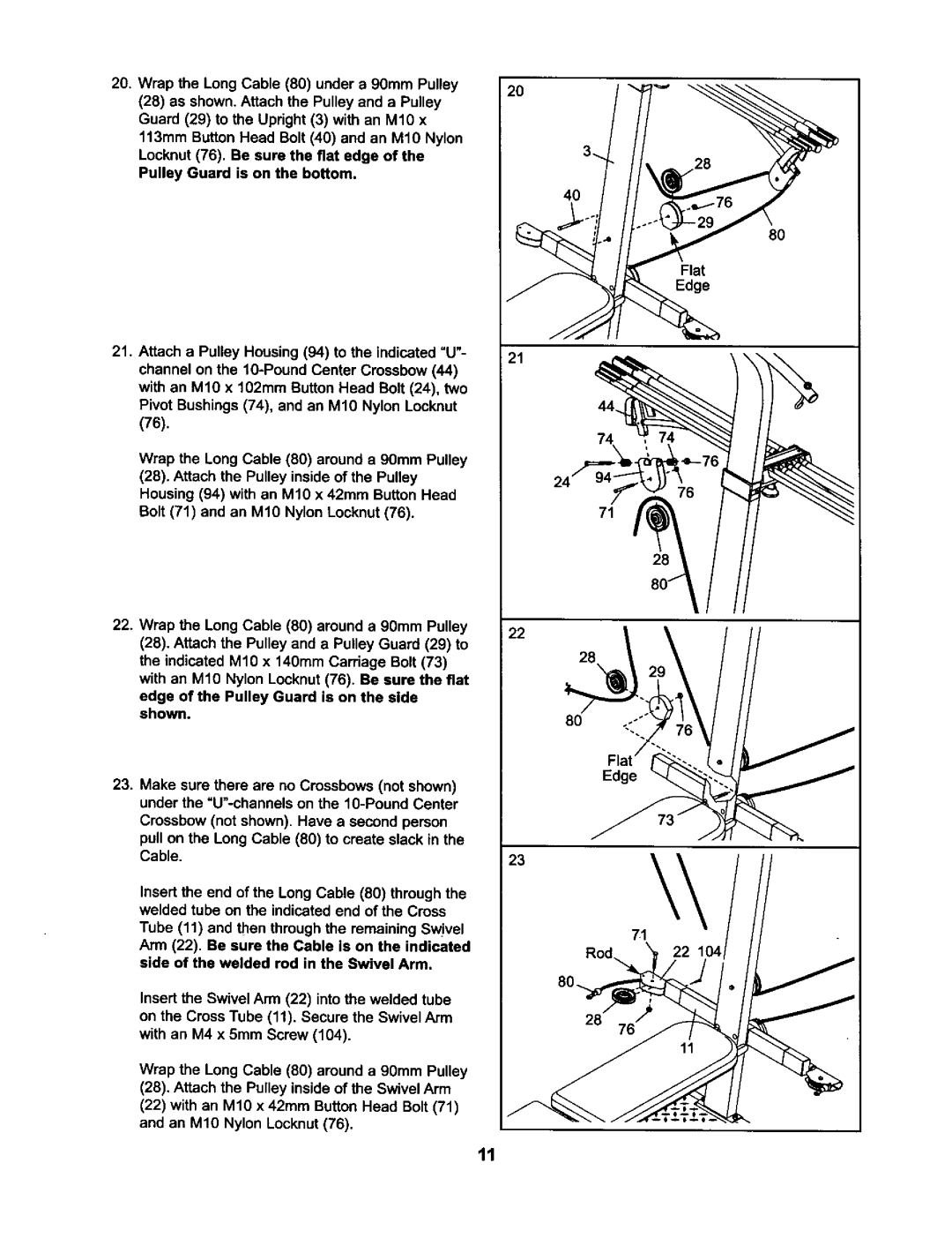 Weider WESY59421 user manual Wrap the Long Cable 80 under a 90mm Pulley 