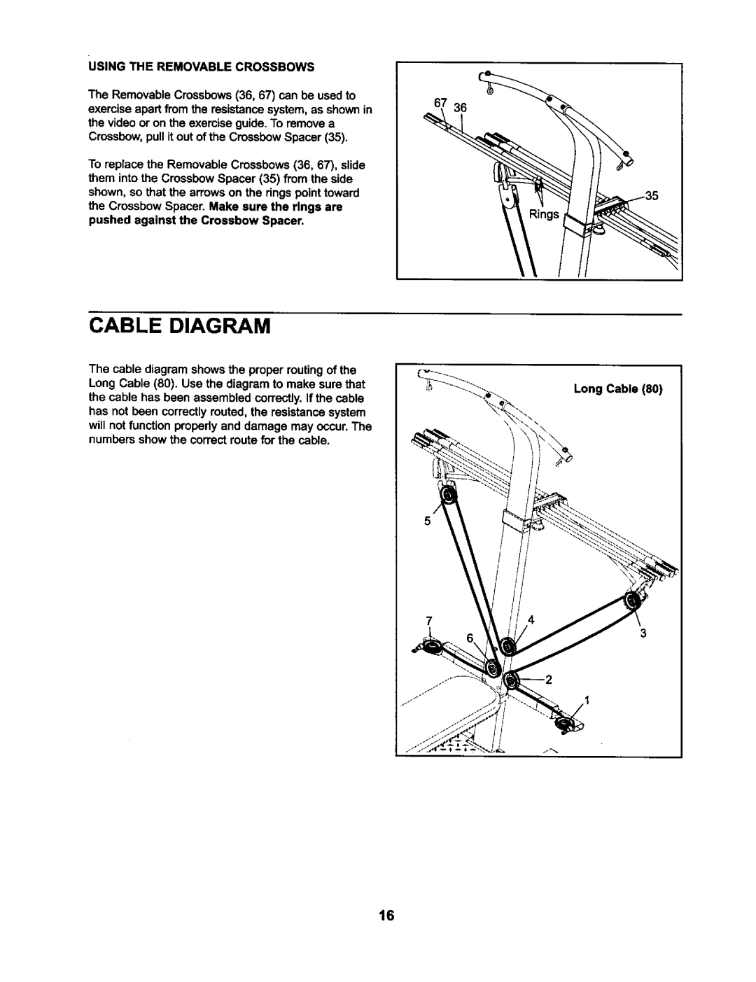 Weider WESY59421 user manual Cable Diagram, Using the Removable Crossbows 