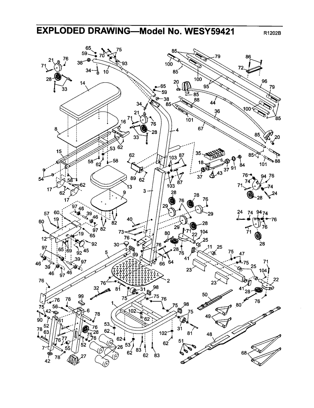 Weider user manual Exploded DRAWINGmModel No. WESY59421 R1202B 