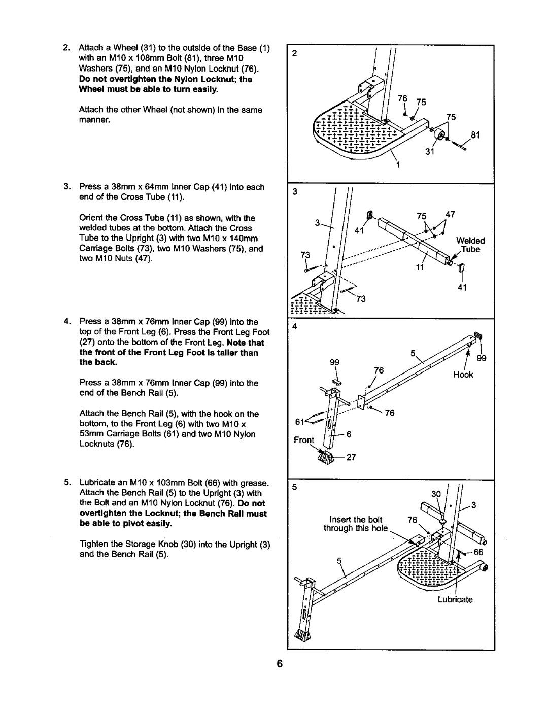 Weider WESY59421 user manual Welded 