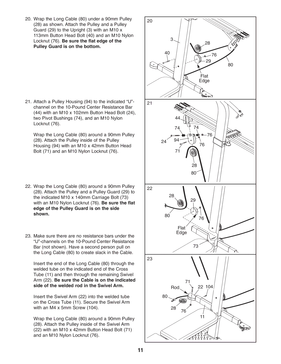 Weider WESY59531 user manual Edge of the Pulley Guard is on the side Shown 