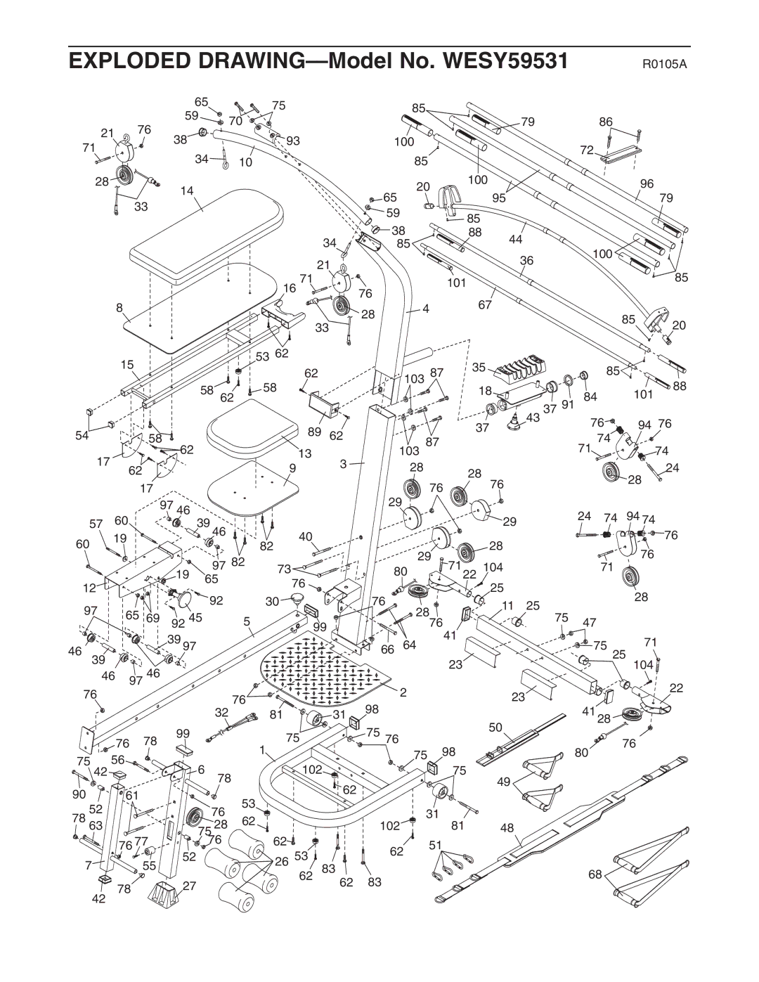 Weider user manual Exploded DRAWING-Model No. WESY59531 