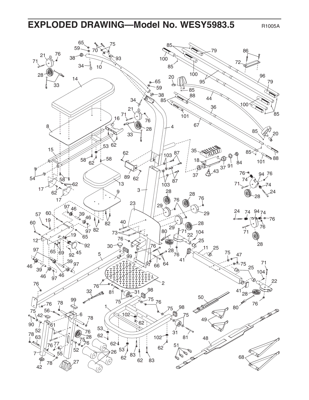 Weider user manual Exploded DRAWING-Model No. WESY5983.5 