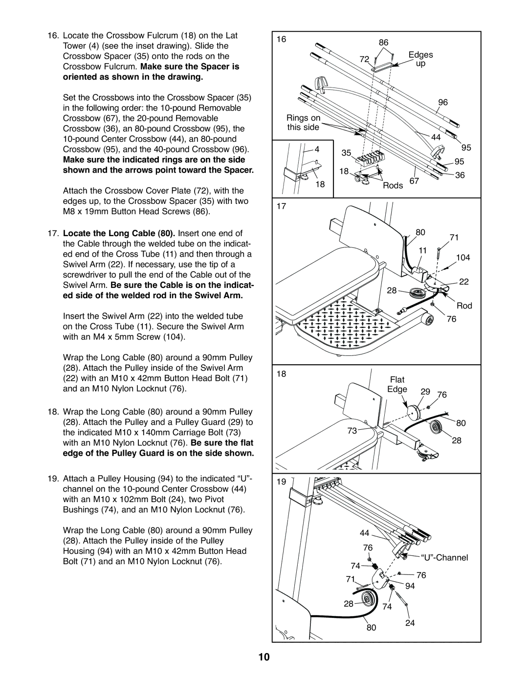 Weider WESY59930 user manual Make sure the indicated rings are on the side, Locate the Long Cable 80. Insert one end 