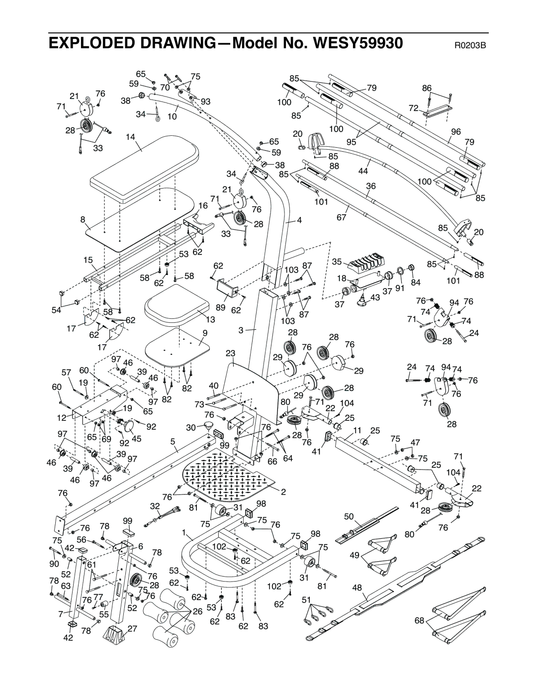 Weider user manual Exploded DRAWING-Model No. WESY59930 