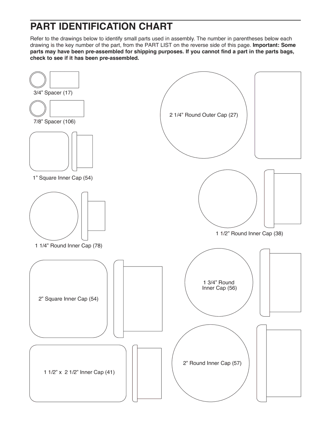 Weider WESY5993.2 user manual Part Identification Chart 