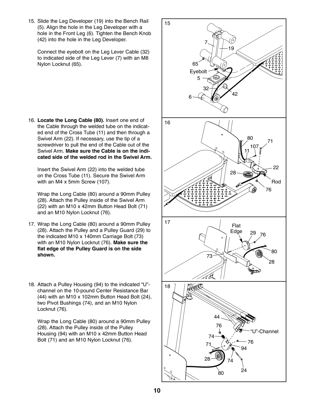 Weider WESY5993.3 user manual Locate the Long Cable 80. Insert one end, Swivel Arm. Make sure the Cable is on the indi 