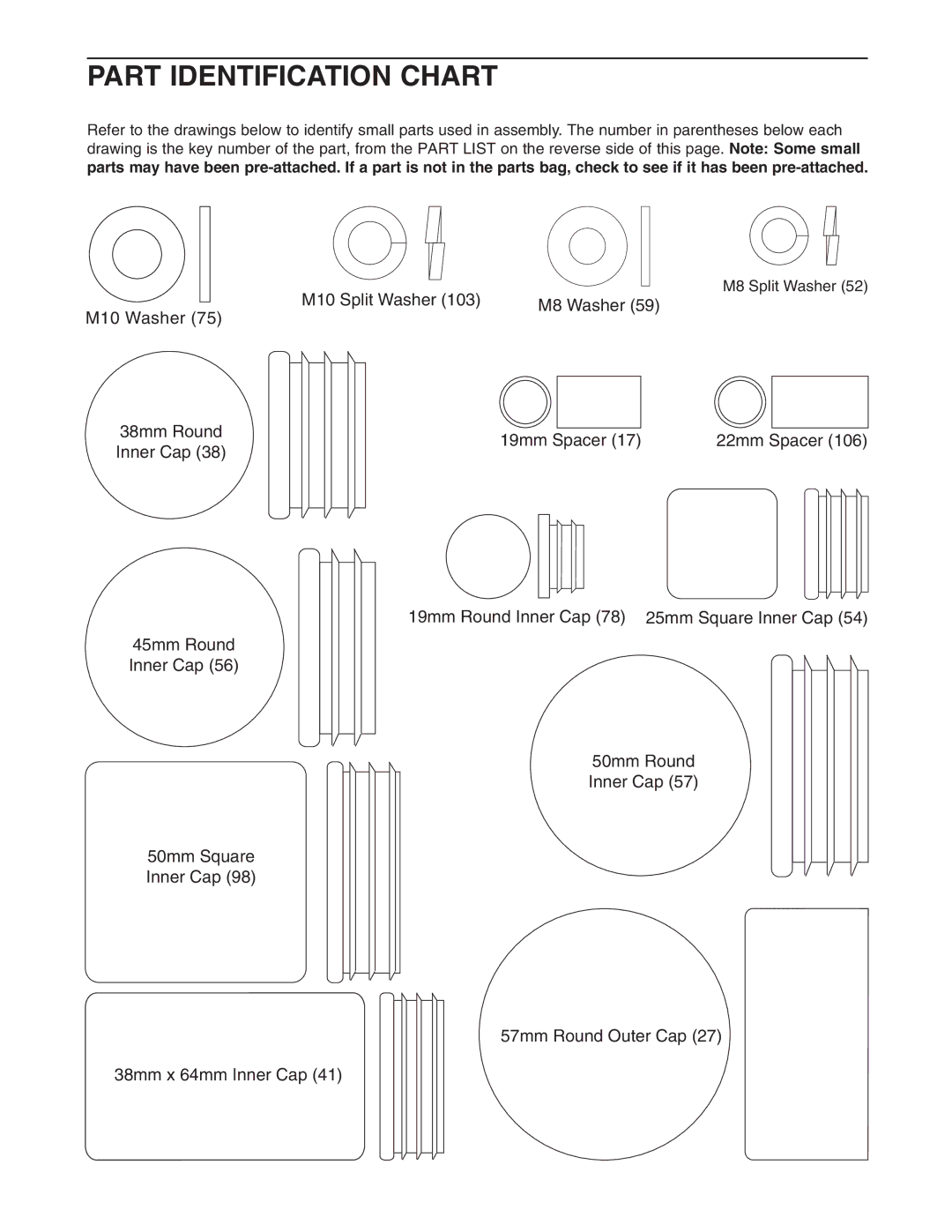 Weider WESY5993.3 user manual Part Identification Chart 