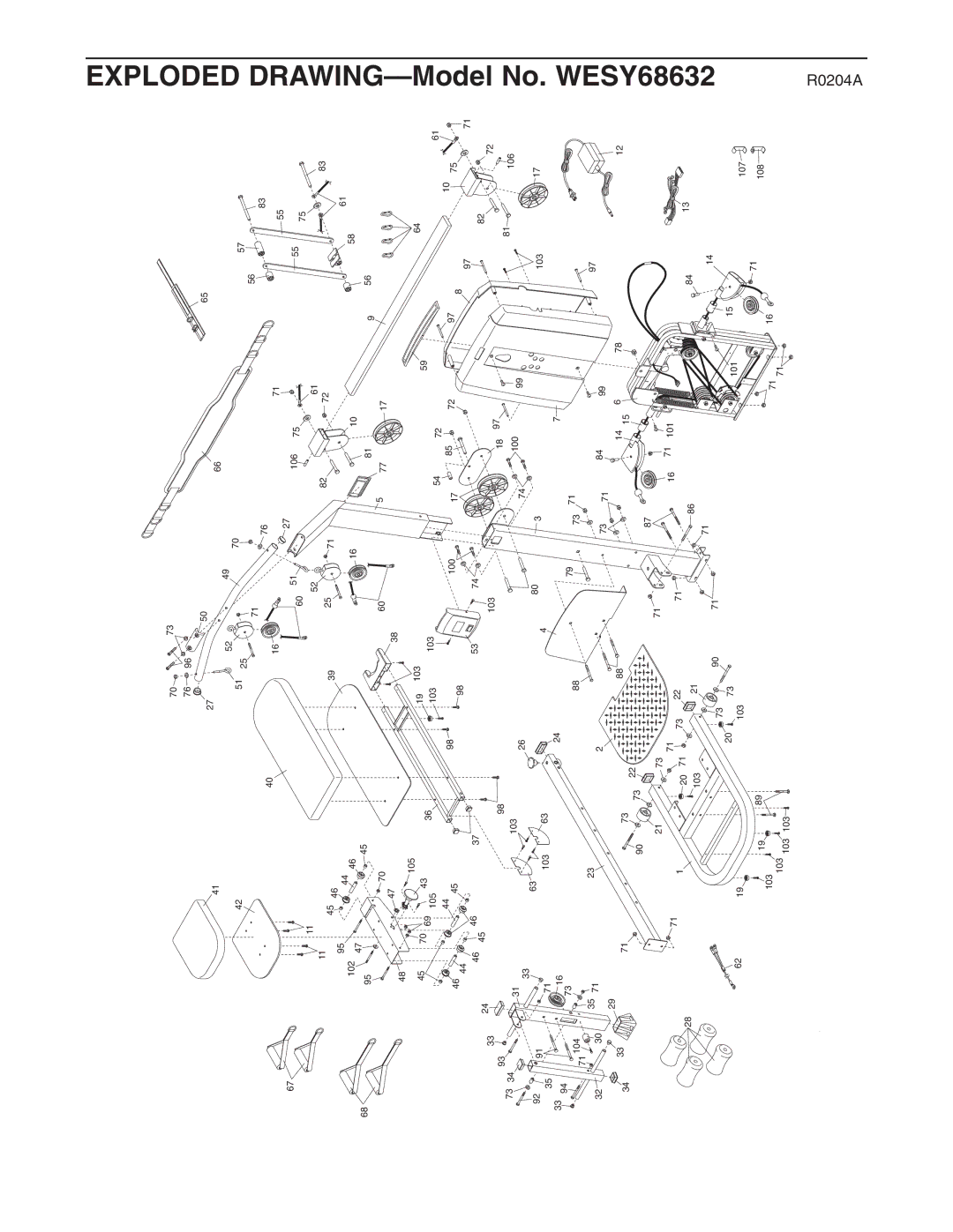 Weider user manual Exploded DRAWING-Model No. WESY68632 