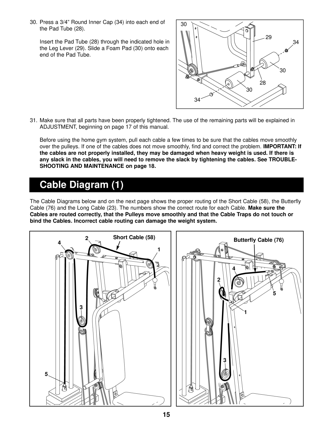 Weider WESY74090 user manual Cable Diagram, Shooting and Maintenance on 