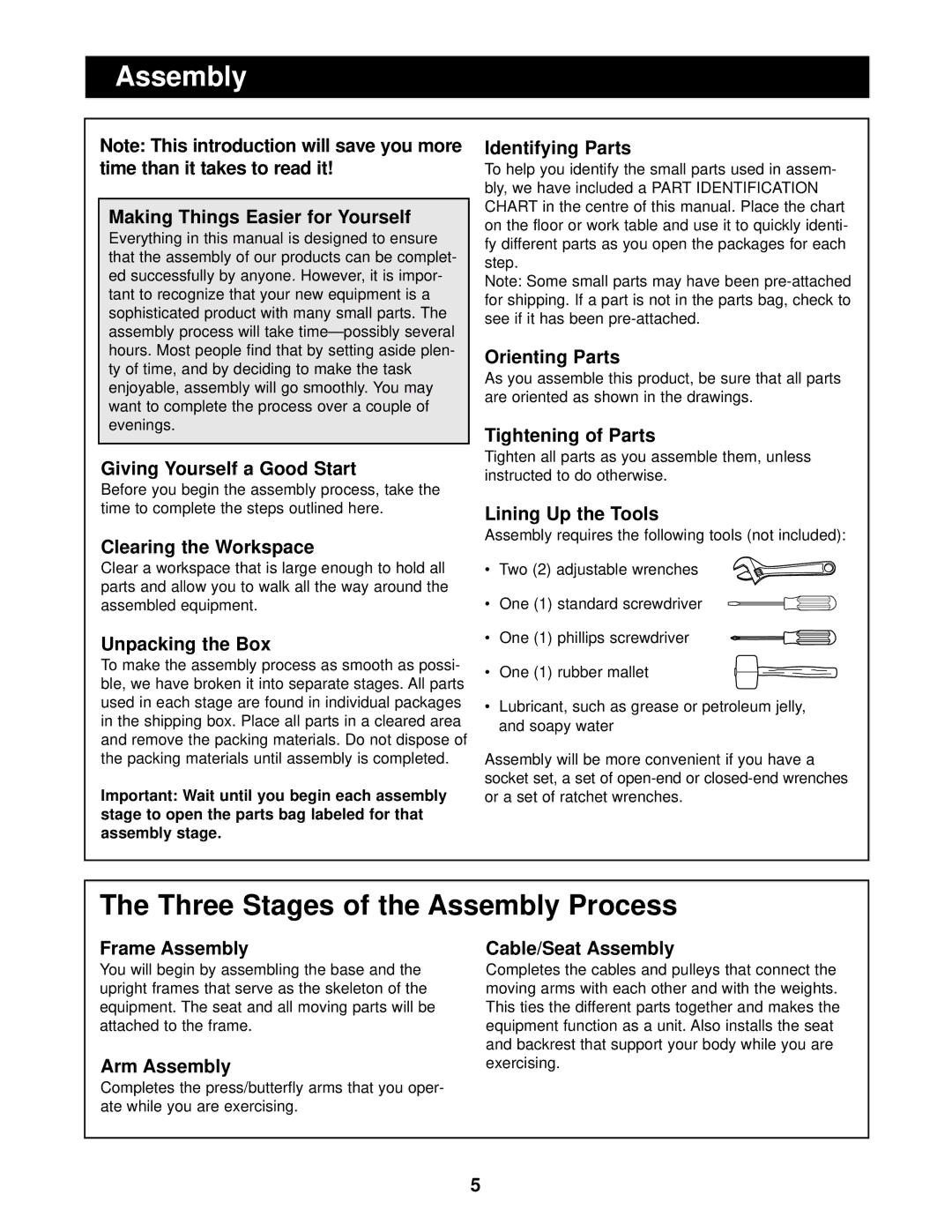 Weider WESY74090 user manual Assembly, To make the assembly process as smooth as possi 