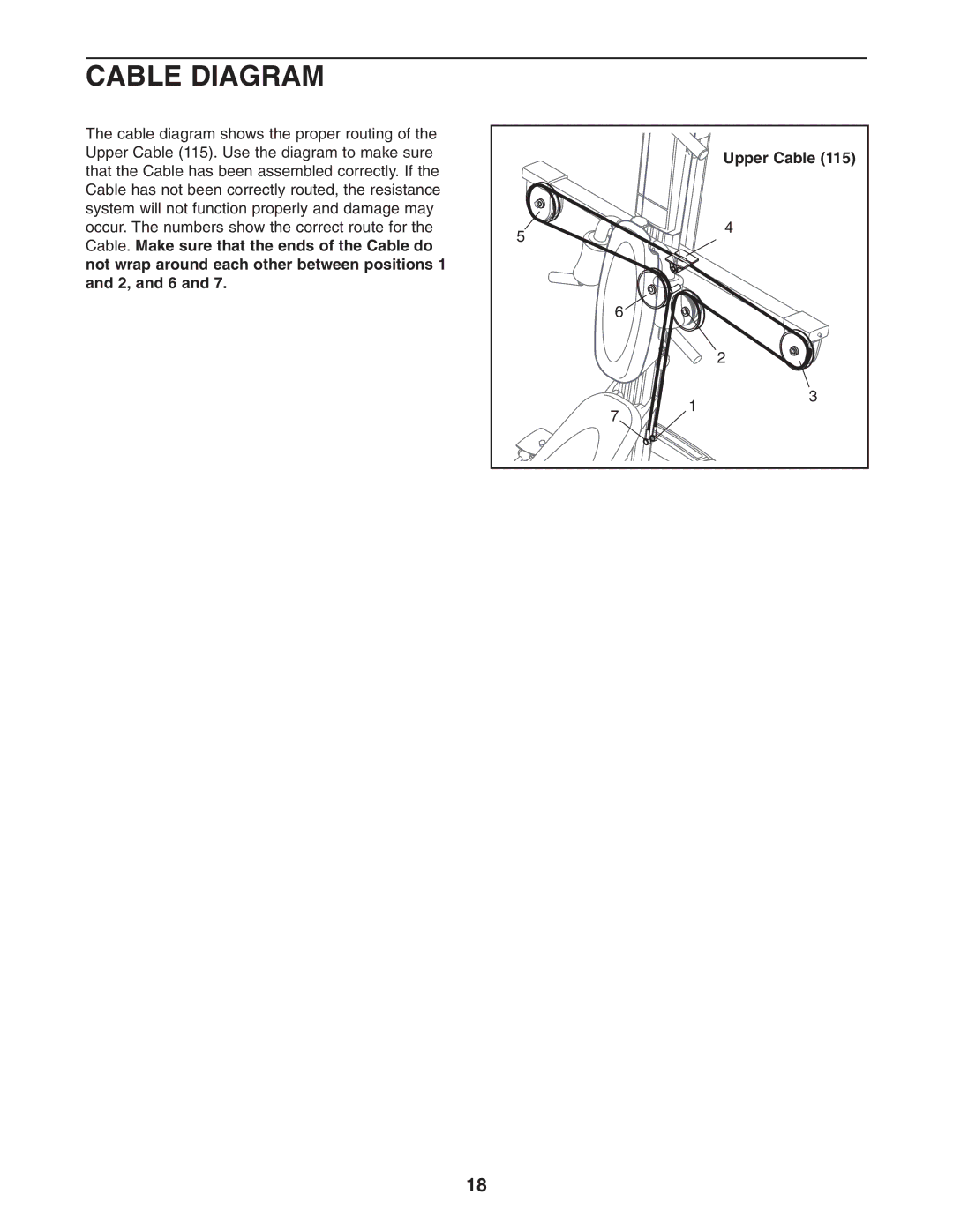 Weider WESY75741 user manual Cable Diagram, Upper Cable 