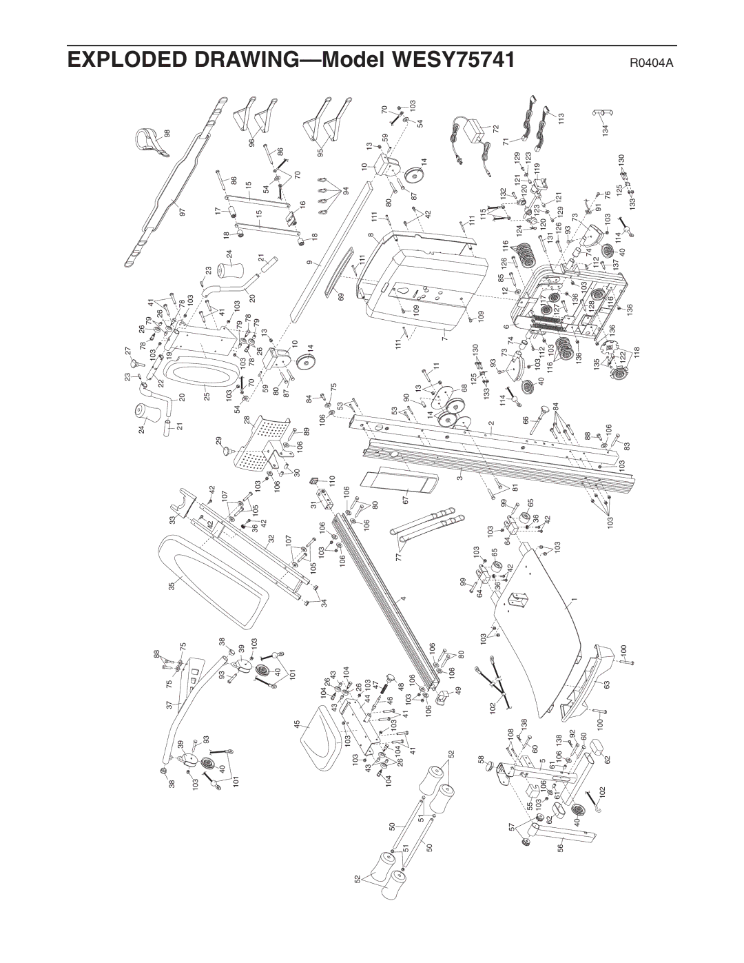 Weider user manual Exploded DRAWING-Model WESY75741, R0404A 