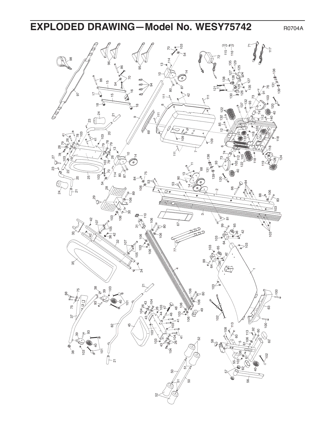 Weider user manual Exploded DRAWING-Model No. WESY75742 