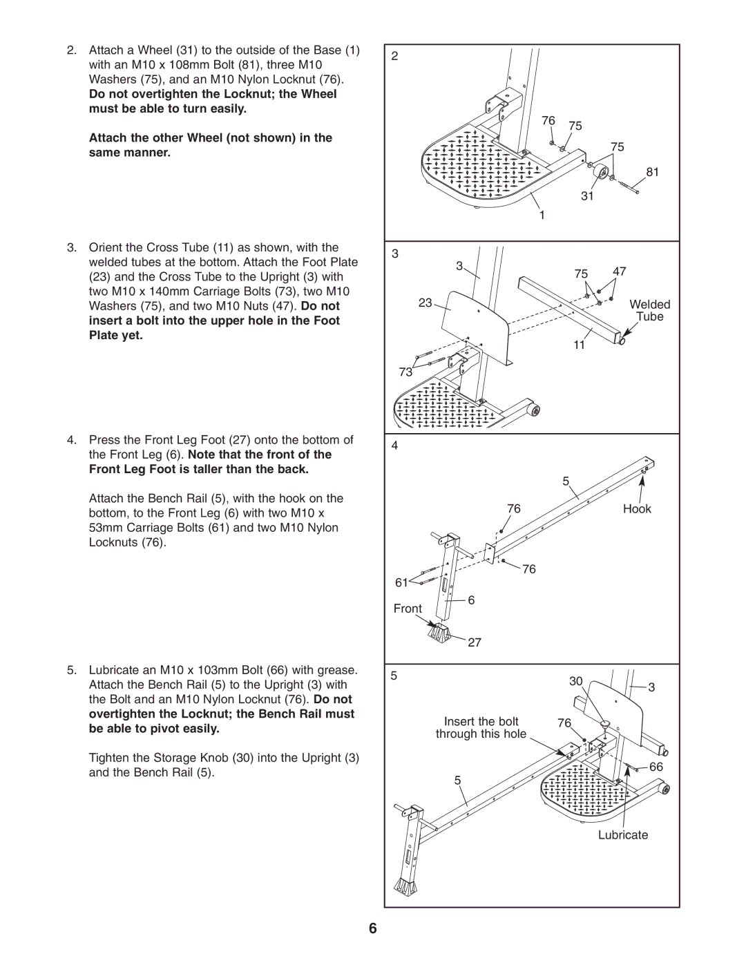 Weider WESY7773.1 user manual Front Leg Foot is taller than the back 