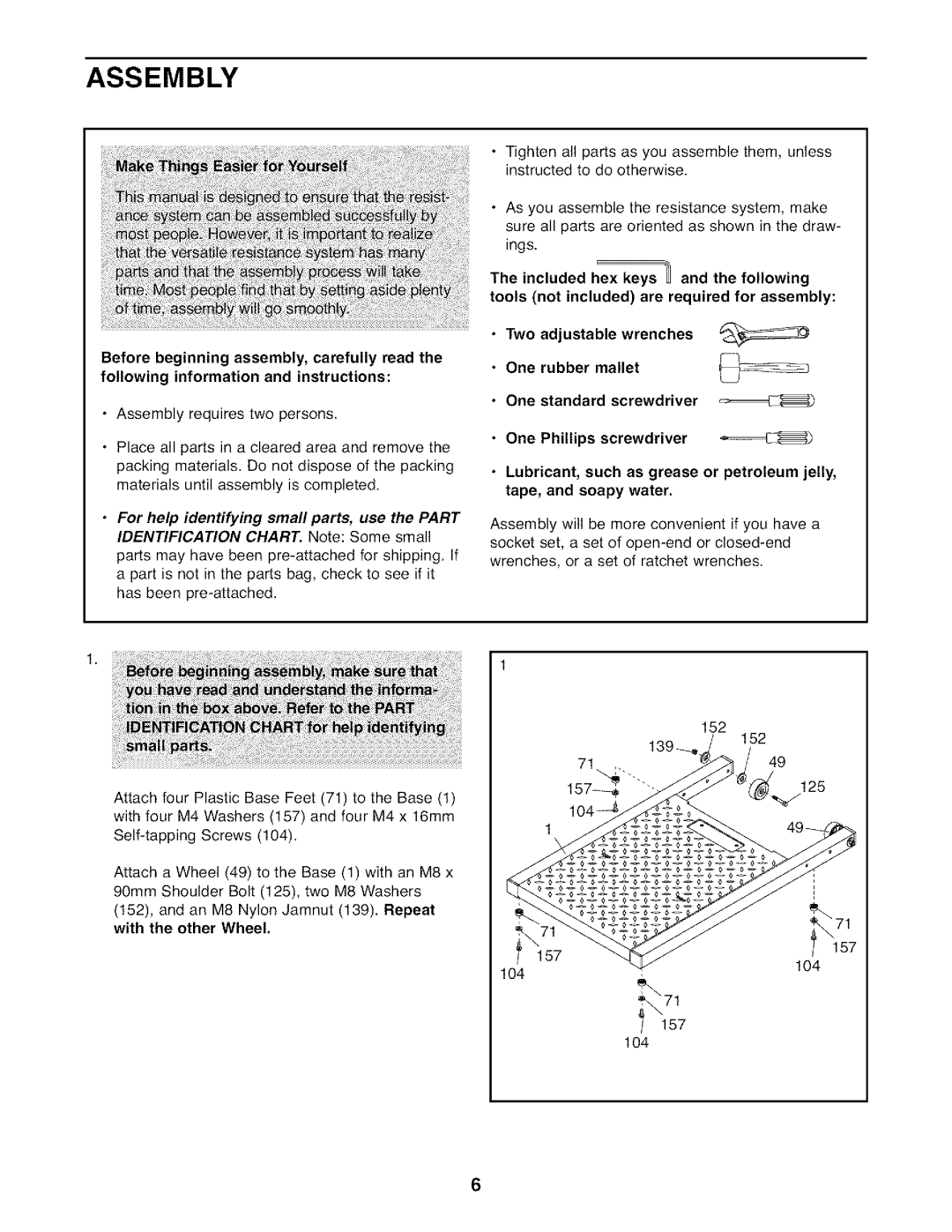 Weider WESY7974.O user manual Assembly 