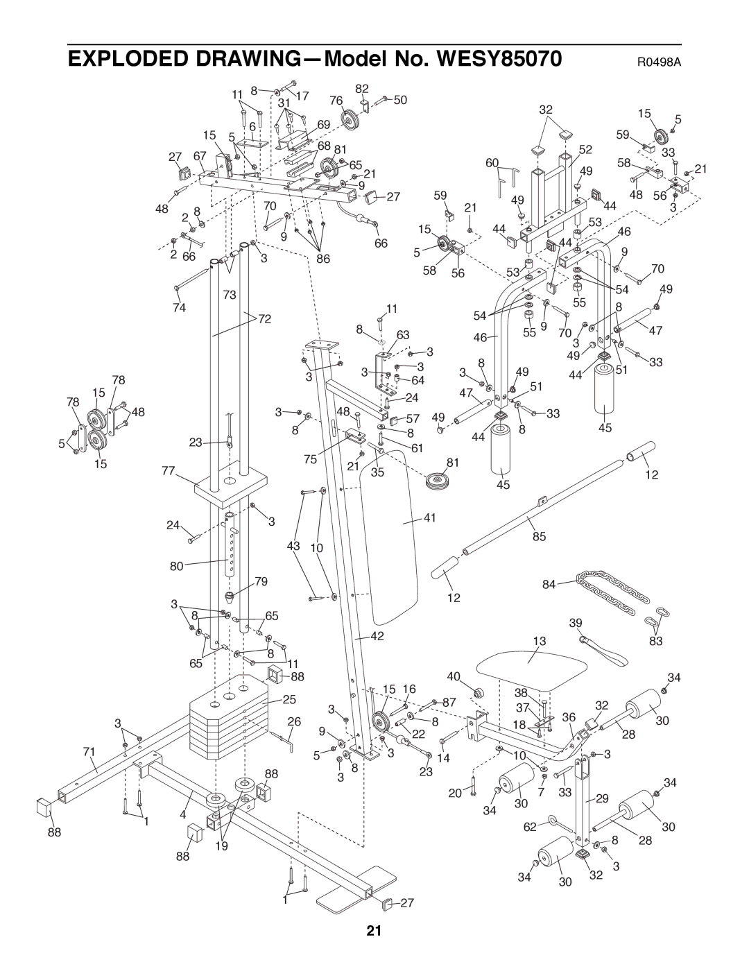 Weider user manual Exploded DRAWINGÑModel No. WESY85070 