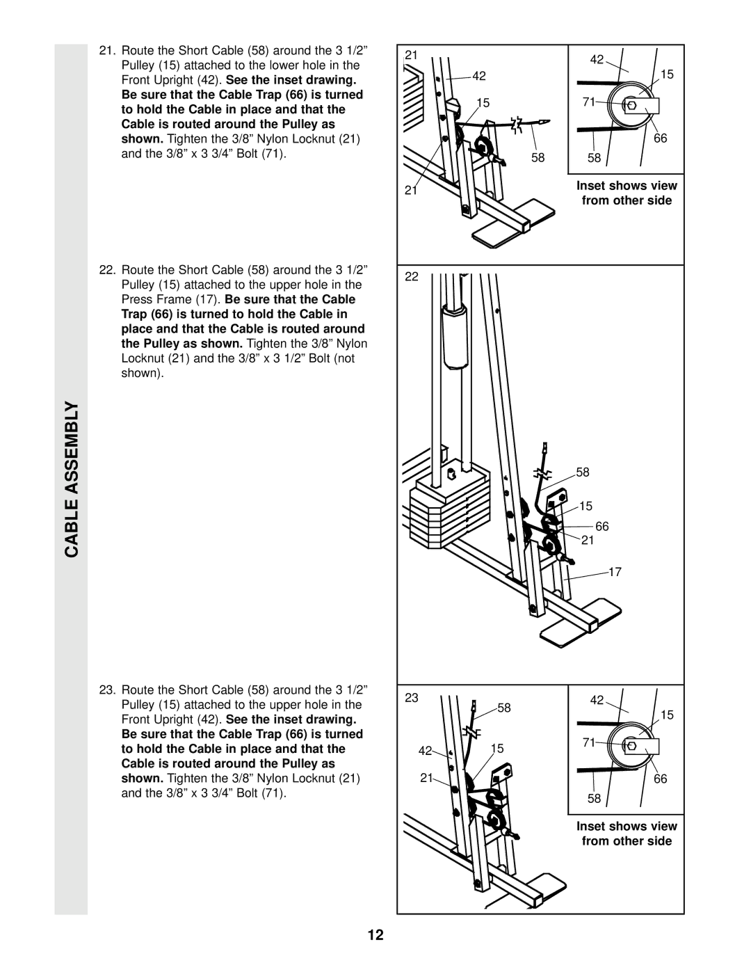 Weider WESY85100 user manual Inset shows view, From other side 