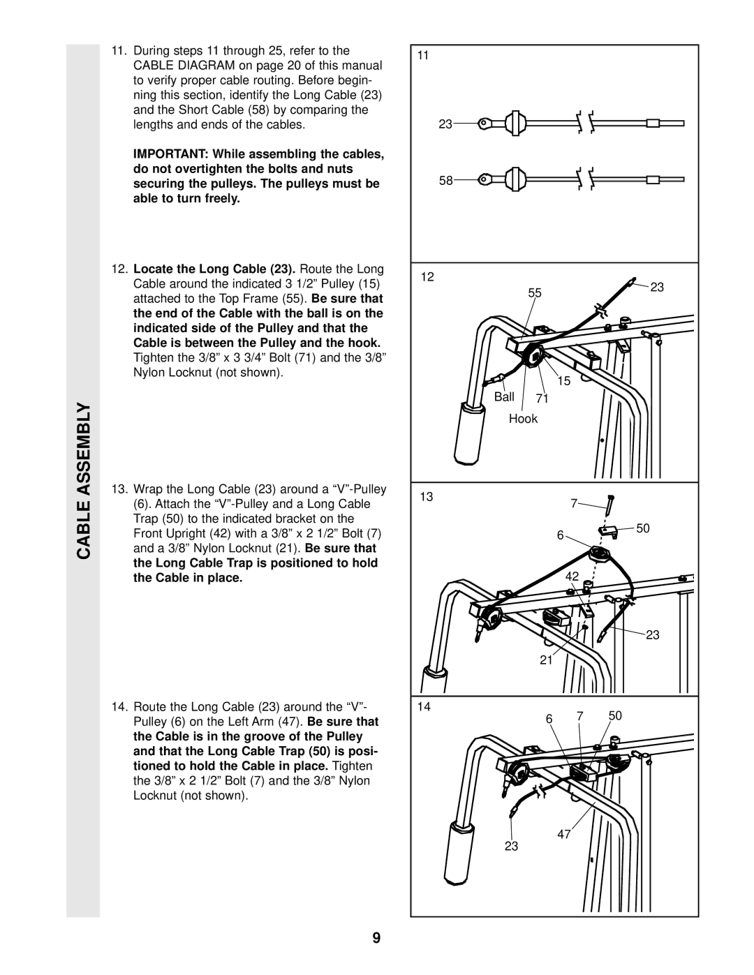 Weider WESY85100 user manual Cable Assembly 