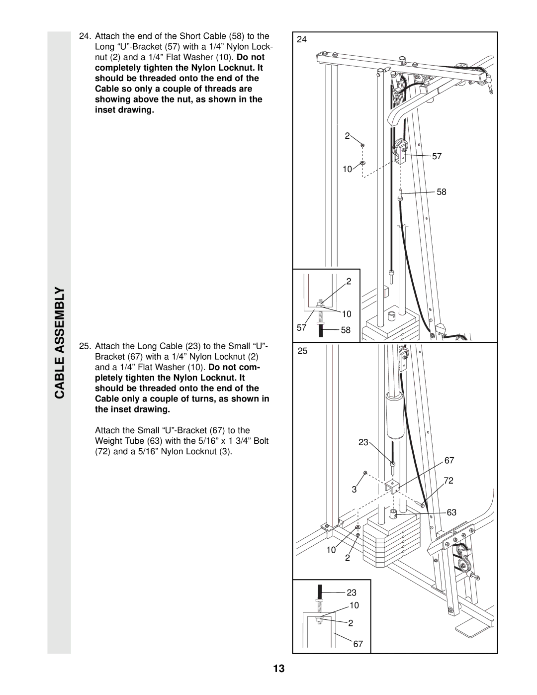 Weider WESY85104 user manual Cable Assembly 