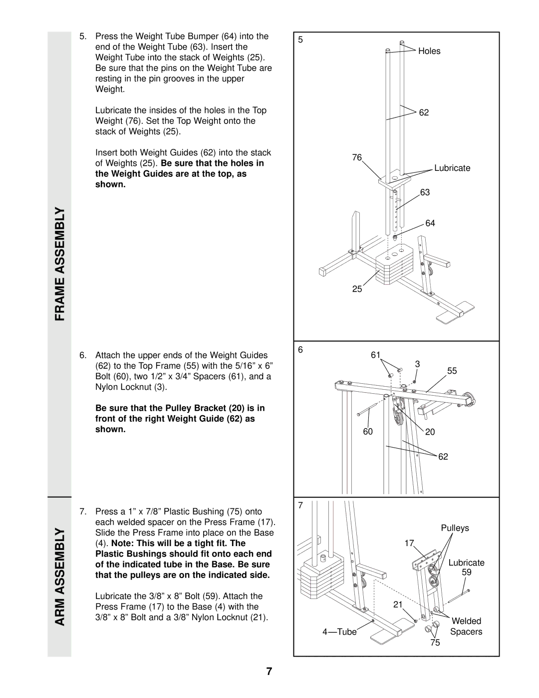 Weider WESY85104 user manual Arm 