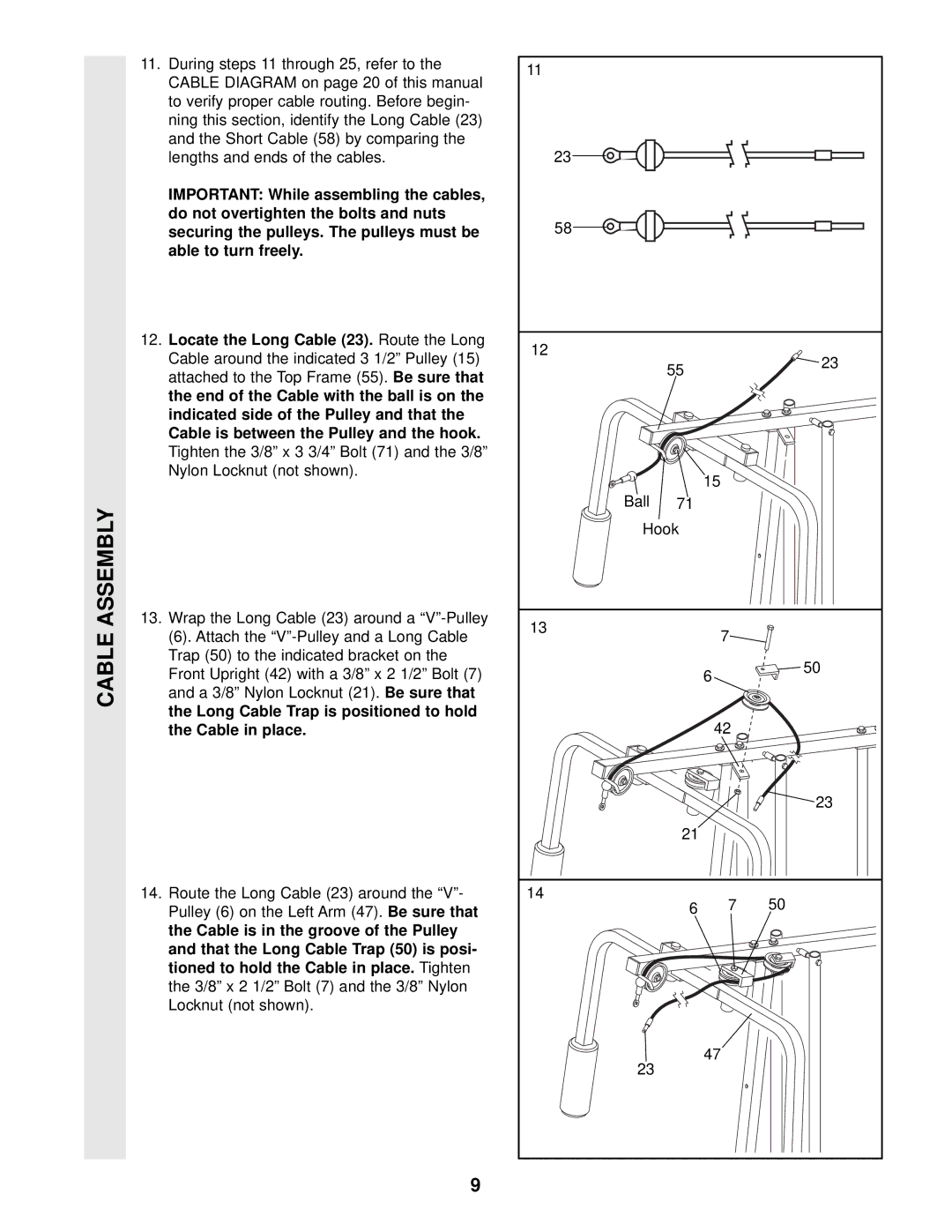 Weider WESY85104 user manual Cable Assembly 