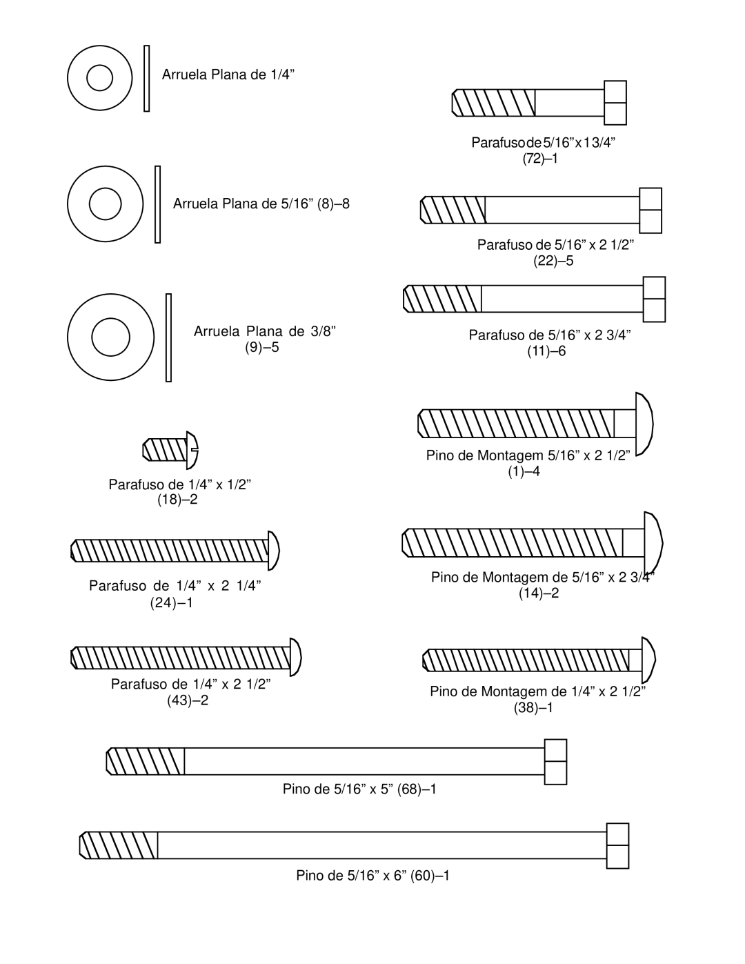 Weider WESY85201 user manual Parafusode5/16x13/4 