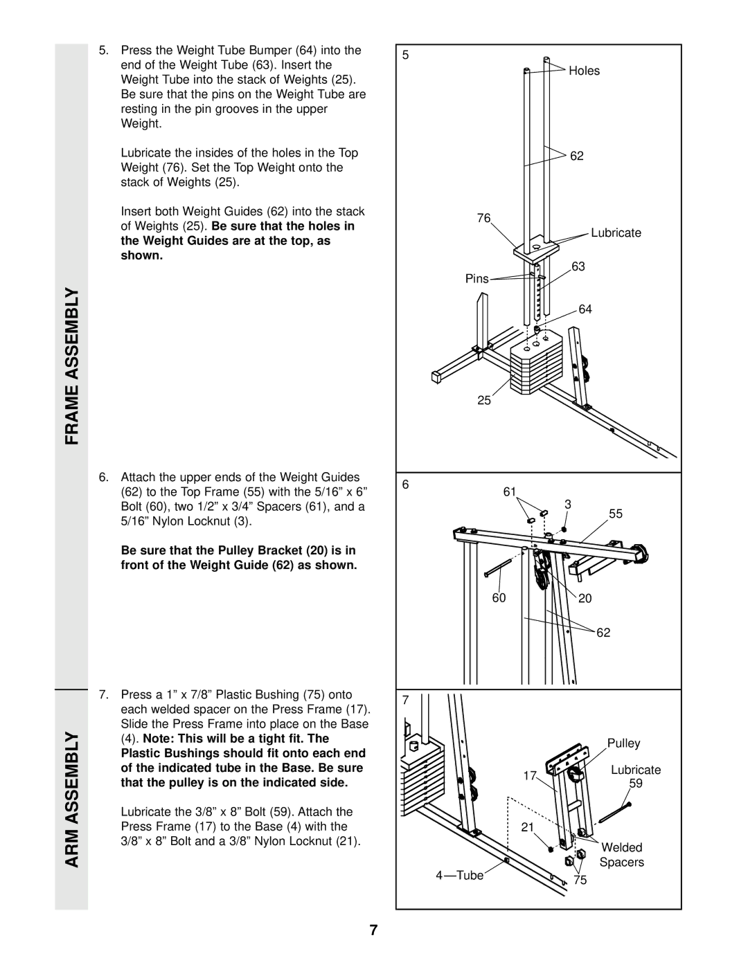 Weider WESY85201 user manual Frame Assembly ARM Assembly, Shown 