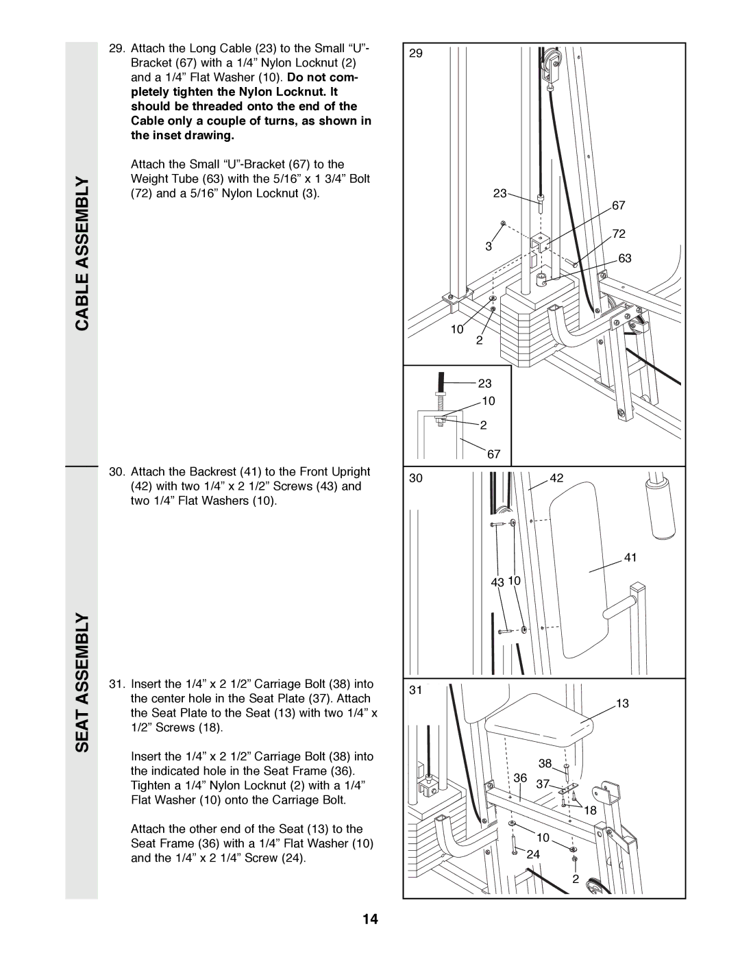 Weider WESY85290 manual Seat 