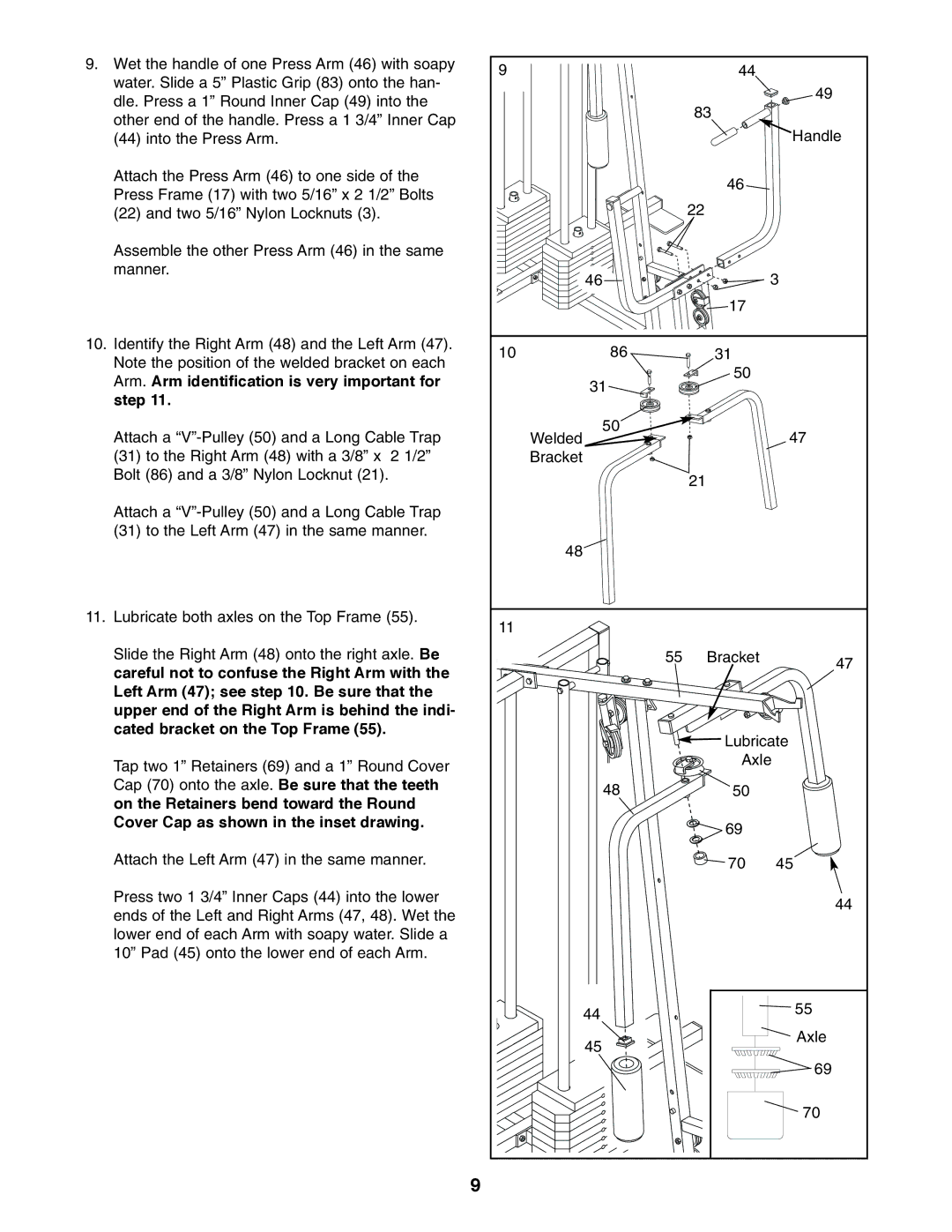 Weider WESY85310 user manual Arm. Arm identification is very important for Step 