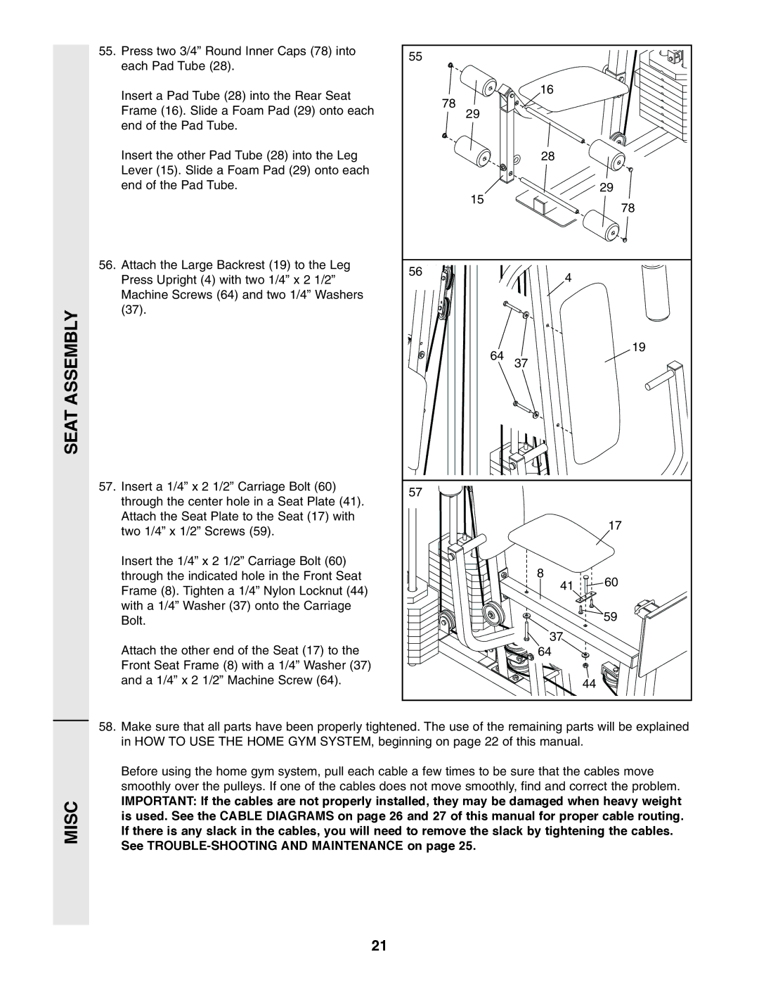 Weider WESY86301 user manual Misc 