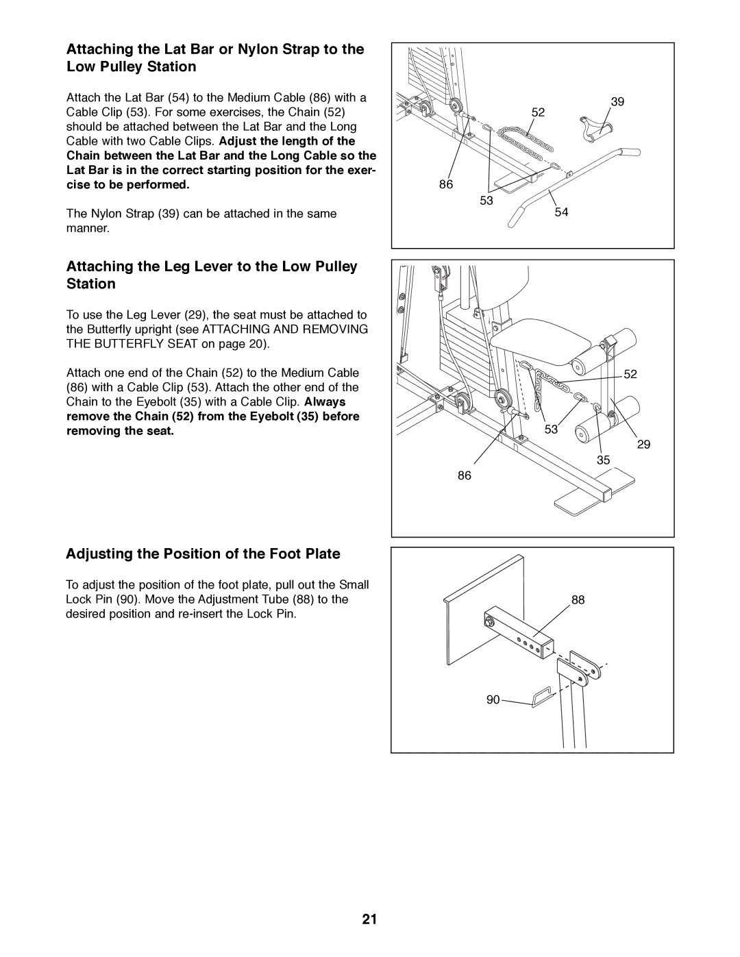 Weider WESY91080 manual Attaching the Leg Lever to the Low Pulley Station 